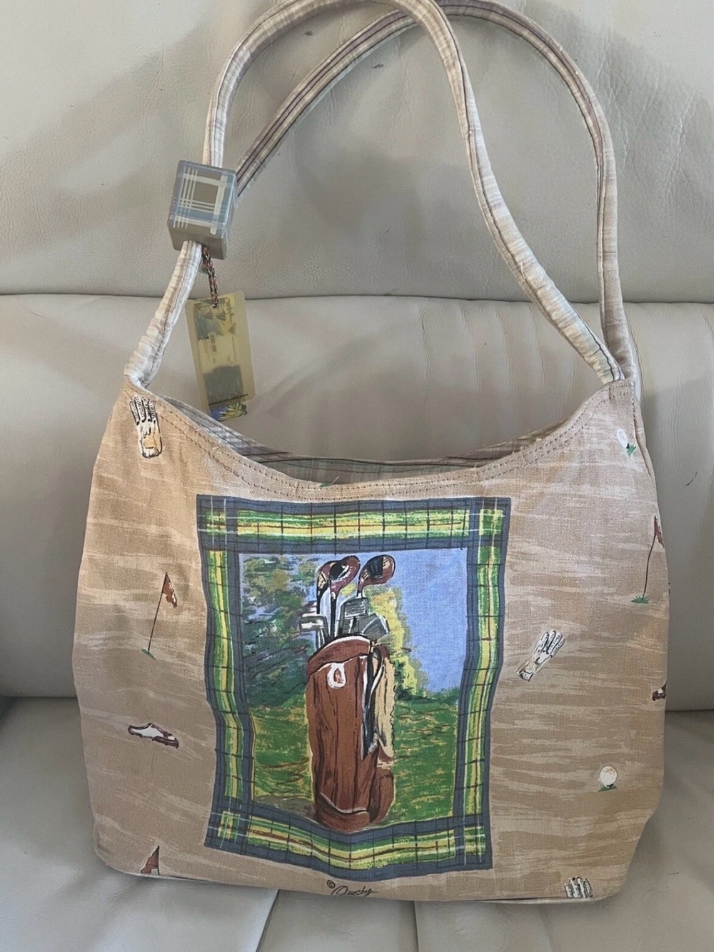 Quasby Golf Tote Canvas Bag Large Carry-on Hand Painted NEW